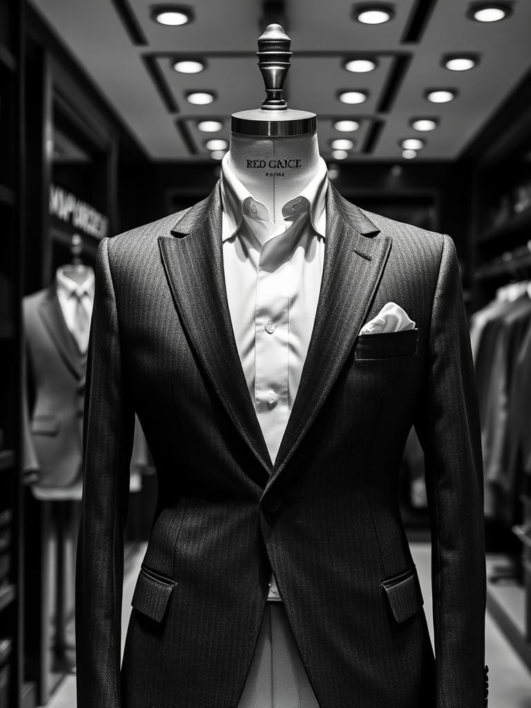 Bespoke suit on a dress form — uniform precision